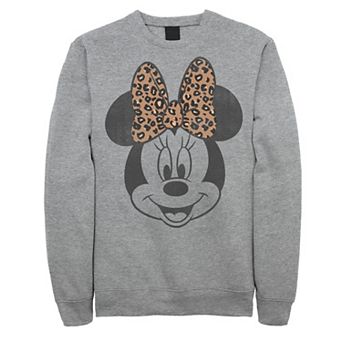 Disney's Minnie Mouse Men's Leapord Print Bow Portrait Sweatshirt