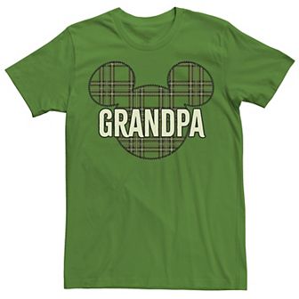 Disney's Mickey And Friends Christmas Plaid Mickey Grandpa Men's Tee