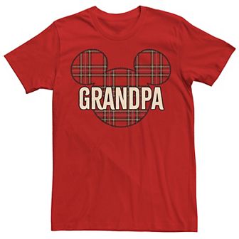 Disney's Mickey And Friends Christmas Plaid Mickey Grandpa Men's Tee