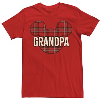 Disney's Mickey And Friends Christmas Plaid Mickey Grandpa Men's Tee