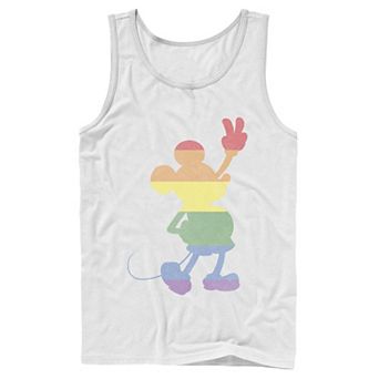 Disney's Mickey Mouse Rainbow Stripe Silhouette Men's Graphic Tank Top