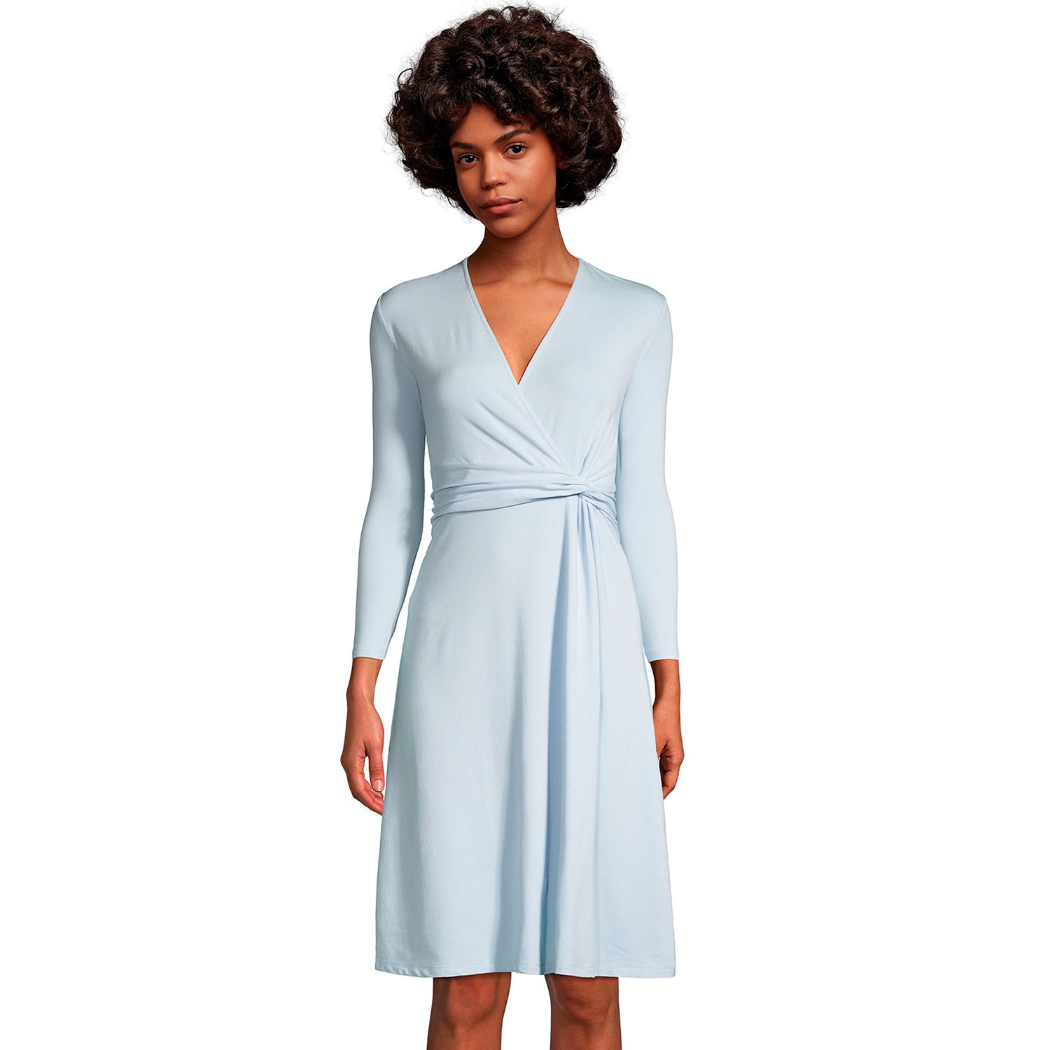 petite faux wrap dress