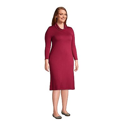 Plus Size Lands' End French Terry Cowlneck Sweaterdress
