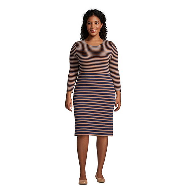 Plus Size Lands End 3 4 Sleeve T Shirt Dress