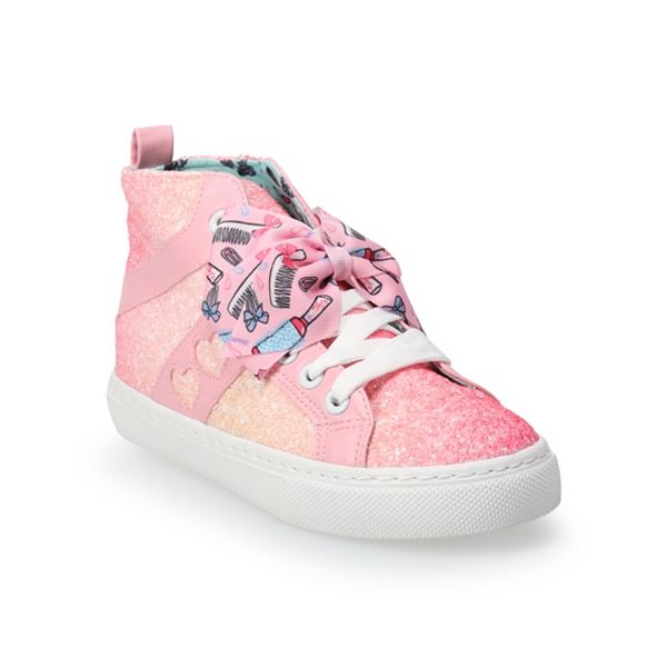 Jojo Siwa Girls Shoes Sneakers High Top Glitter Rainbow Tye Dye with Bow