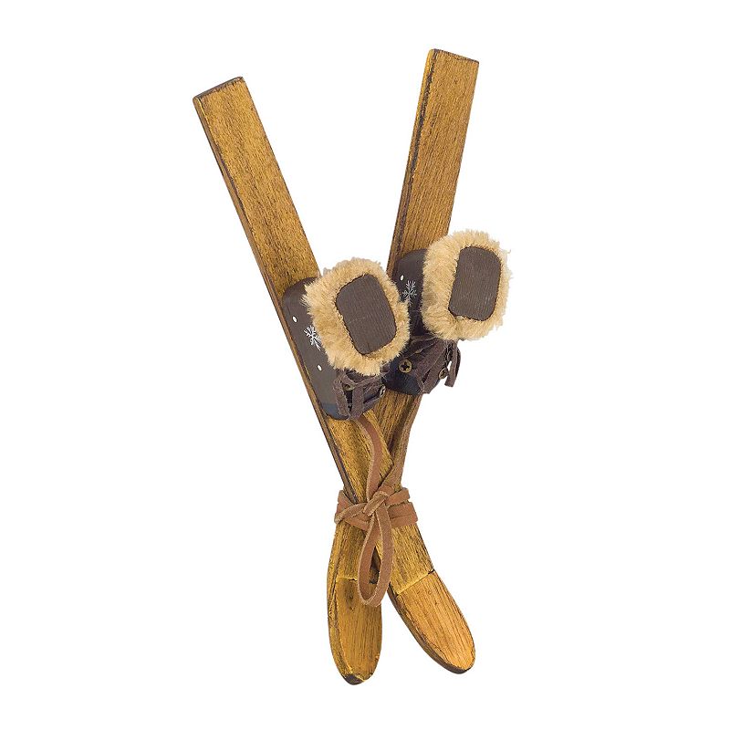 Melrose Wood Ski And Boot Ornament, Multicolor