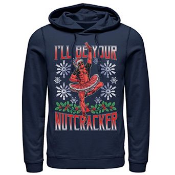 Men's Marvel Deadpool Nutcracker Ballerina Santa Holiday Hoodie