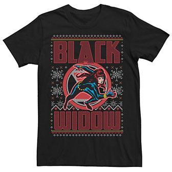 Men's Marvel Black Widow Ugly Christmas Sweater Tee