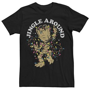 Men's Marvel Groot Kid Jingle Around Lights Tee