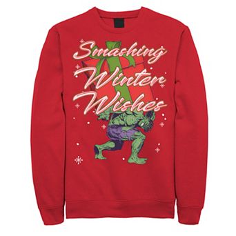 Men's Marvel Hulk Smashing Winter Wishes Christmas Sweatshirt