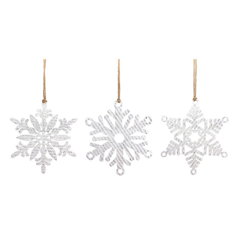 Melrose Iron Snowflake Ornament, White