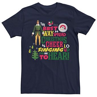 Men's Elf Buddy Christmas Cheer Singing Text Poster Tee