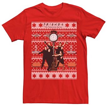 Men's Friends Around The Clock Holiday Pattern Tee