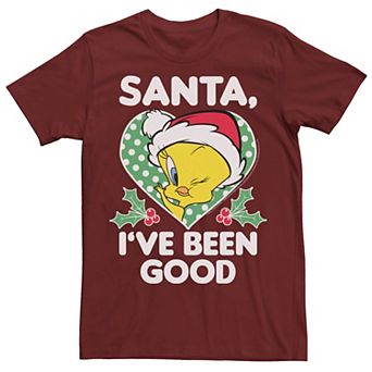 Men's Looney Tunes Christmas Tweety Santa I've Been Good Tee