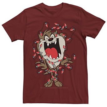 Men's Looney Tunes Christmas Taz Lights Portrait Tee