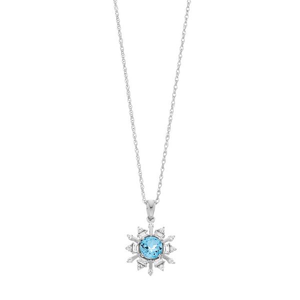 Sterling Silver Swiss Blue Topaz & Lab-Created Sapphire Snowflake ...