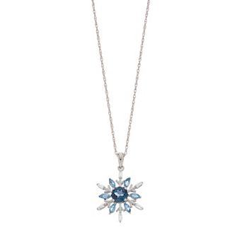 LeRose by Lexi and Rose Sterling Silver London Blue Topaz, Swiss Blue Topaz & Lab-Created White Sapphire Snowflake Pendant Necklace