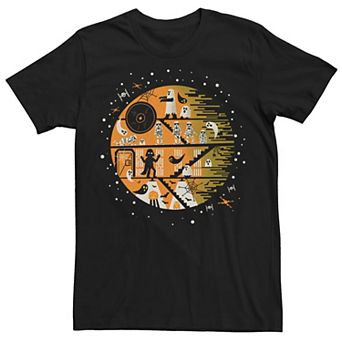 Men's Star Wars Death Star With Ghosts Poster Tee