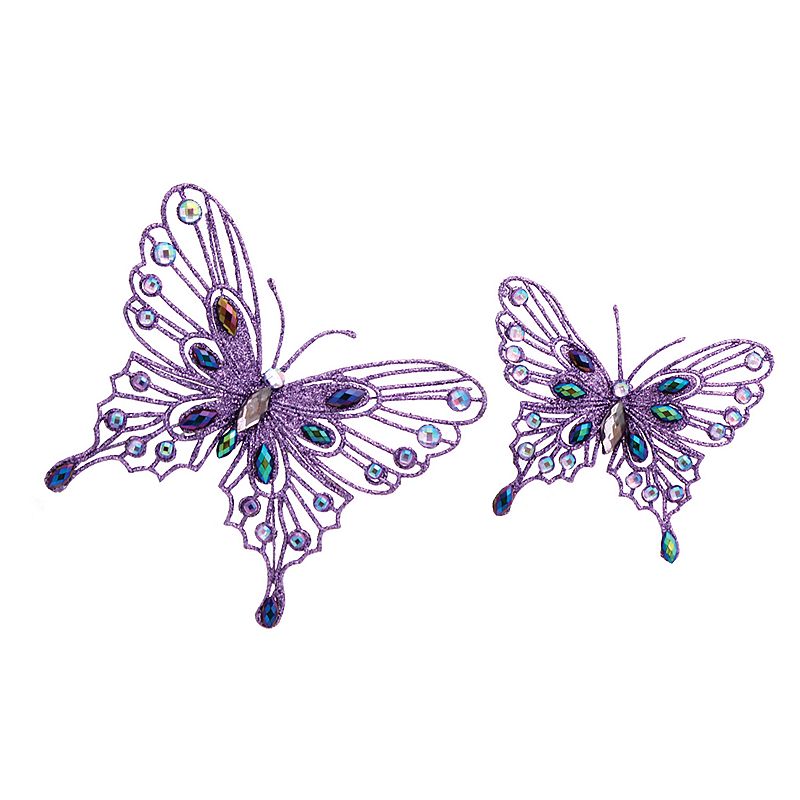 Faux Jeweled Butterfly Clip 16-piece Set, Multicolor