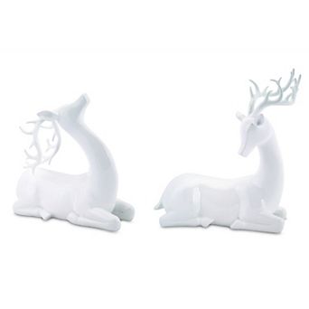 Modern Faux Reindeer Table Decor 2 pc Set