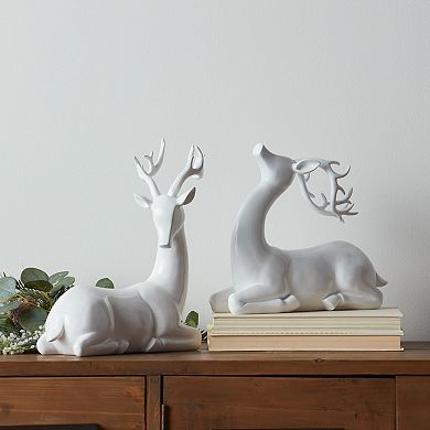 Modern Faux Reindeer Table Decor 2-piece Set