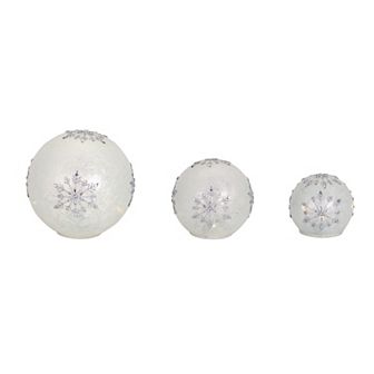 LED Snowflake Globe Table Decor 3 pc Set