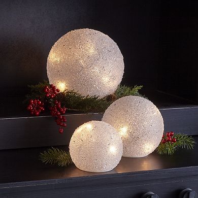 LED Frosted Globe Table Decor 3-piece Set