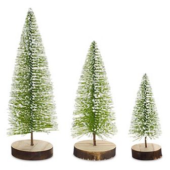 Bottle Brush Christmas Tree Table Decor 12 pc Set