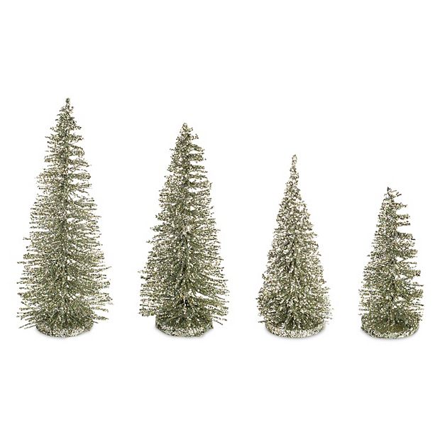 Glitter Bottle Brush Christmas Tree Table Decor 16-piece Set