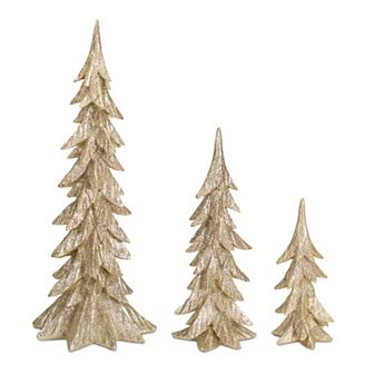 Gold Finish Tree Floor Decor 3 pc Set