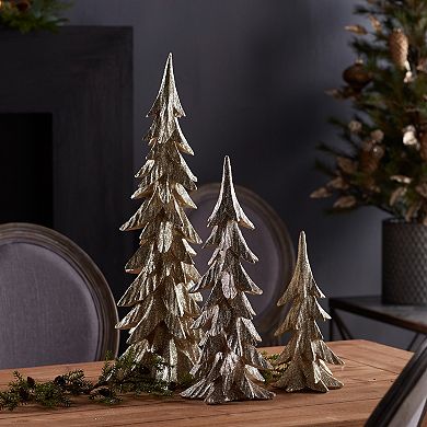 Gold Finish Tree Floor Decor 3-piece Set
