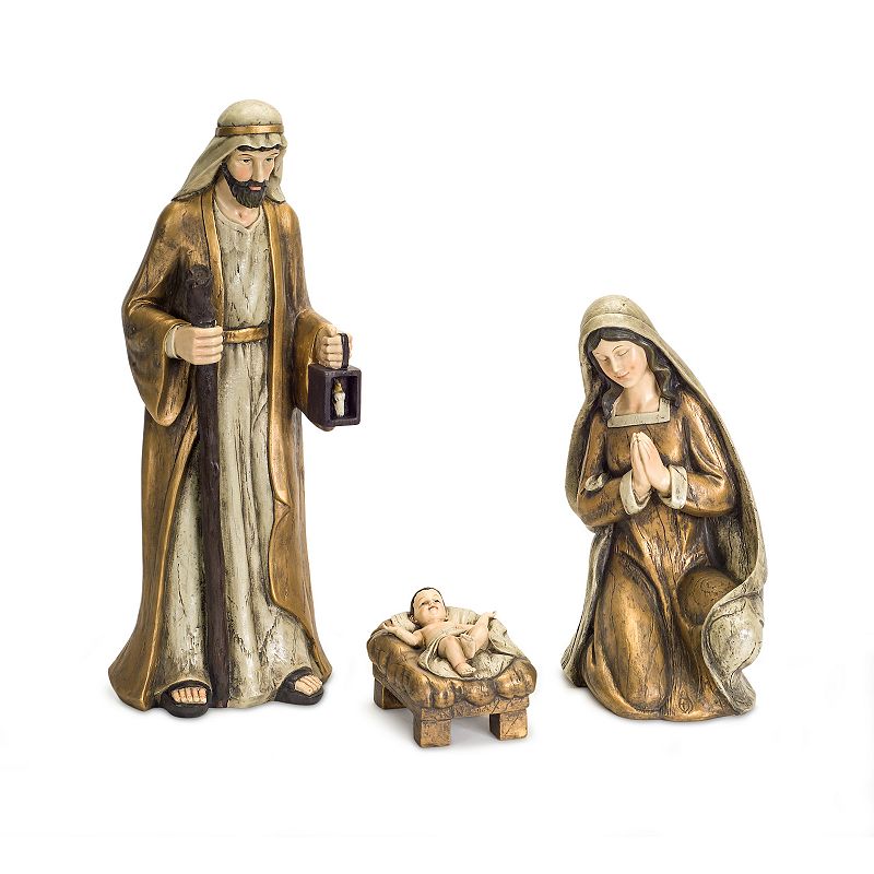 Holy Family Nativity Christmas Table Decor 3-piece Set, Multicolor