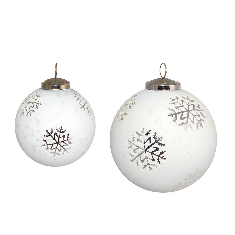 Melrose Glass Ball With Snowflake, Multicolor
