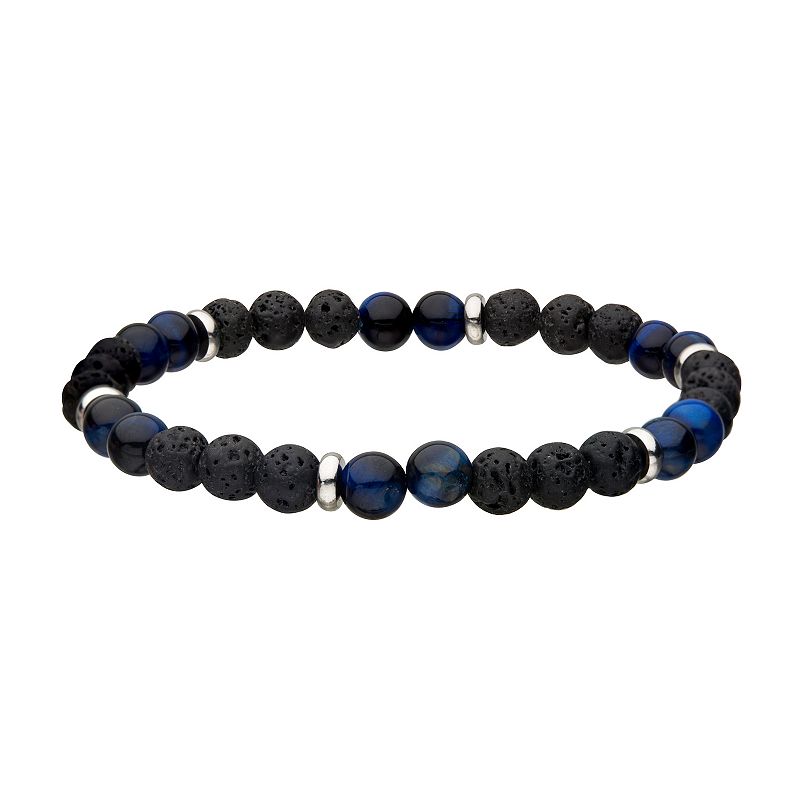 Mens Stainless Steel Tiger Eye Beaded Bracelet, Size: 8