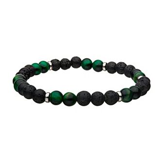 DANTE Men's Stainless Steel Tiger Eye Beaded Bracelet