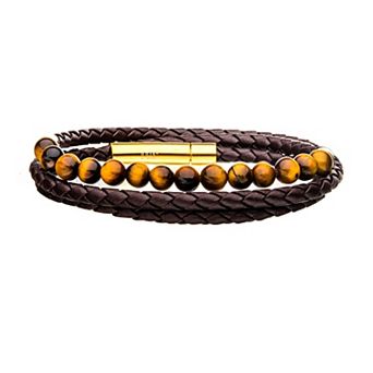Men's Double Wrap Beaded Leather Bracelet