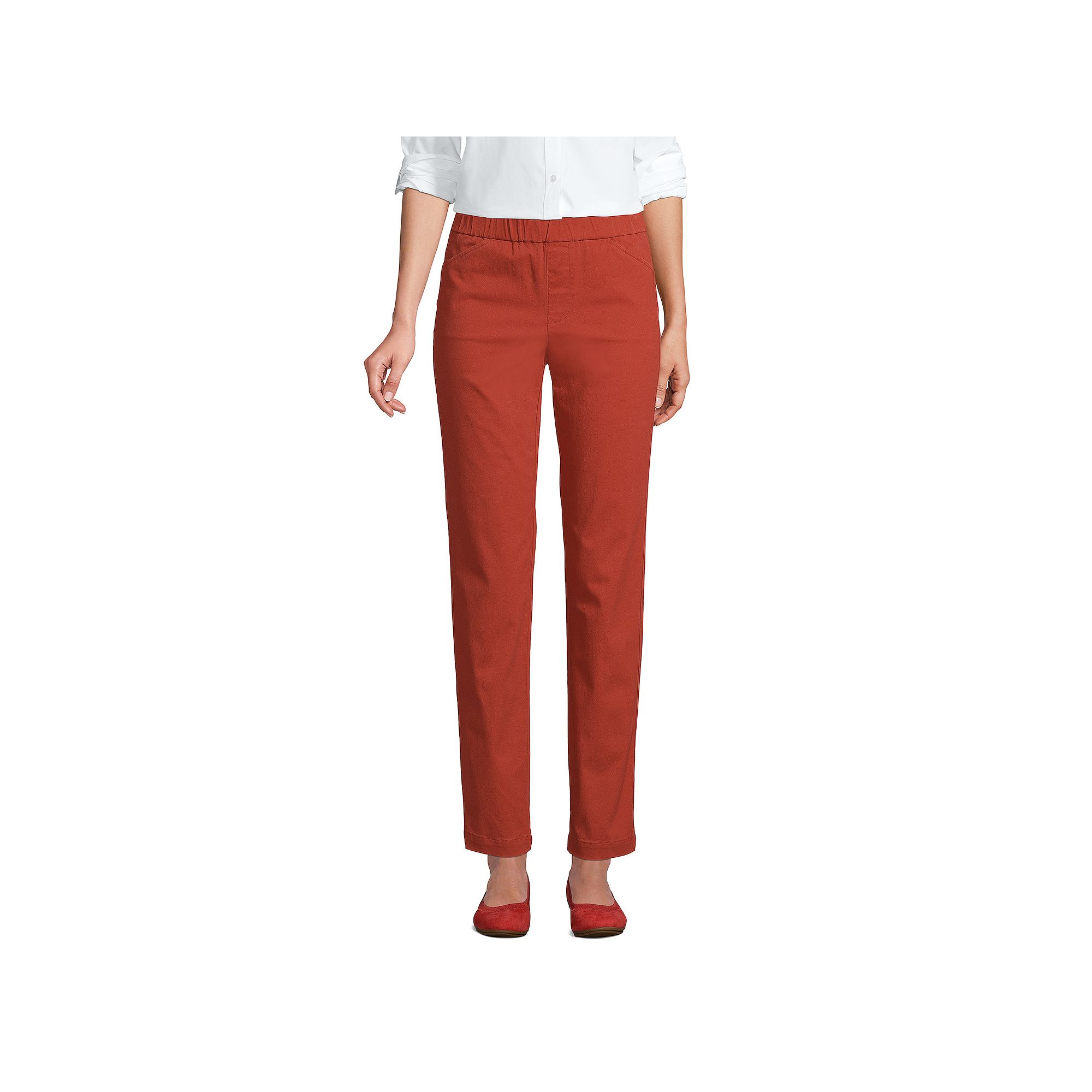 Womens Lands End Pull-On Chino Ankle Pants, Size: 6, Sunwashed Red