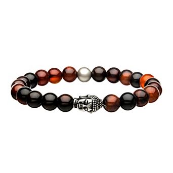 Men's DANTE Stainless Steel Charm Beaded Stretch Bracelet