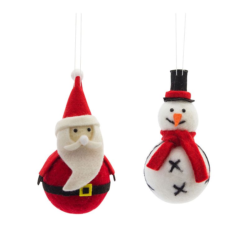 18938294 Melrose Santa Snowman Christmas Ornament, Multicol sku 18938294