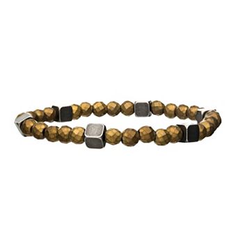 Men's Stainless Steel & Hematite Beaded Bracelet
