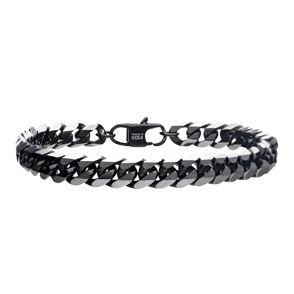 Mens Two Tone Stainless Steel 8 mm Curb Chain Bracelet