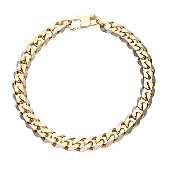 DANTE Men's Two Tone Stainless Steel 8 mm Curb Chain Bracelet