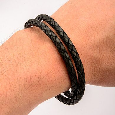 DANTE Men's Stainless Steel & Braided Leather Bracelet