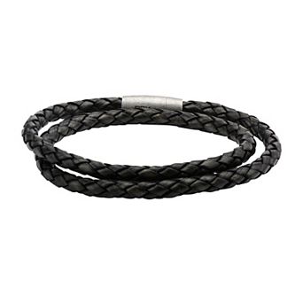 DANTE Men's Stainless Steel & Braided Leather Bracelet