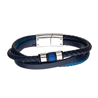 Men's Beaded Layered Leather Bracelet