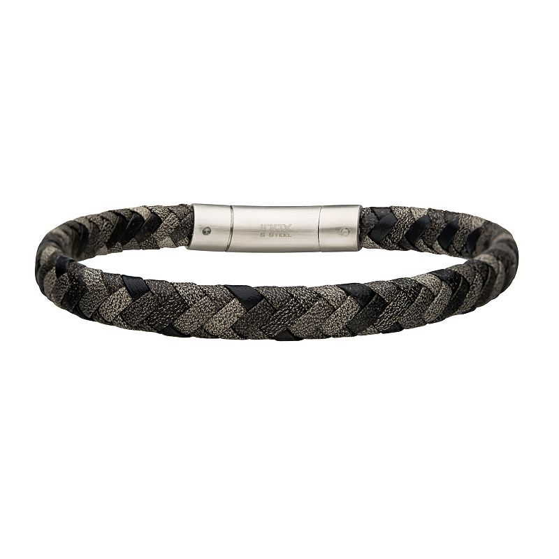 49950435 Mens Stainless Steel Braided Leather Bracelet, Siz sku 49950435