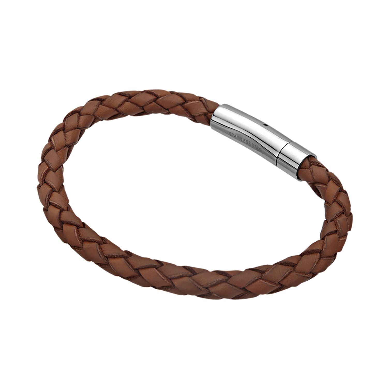 Men S Braided Leather Bracelet   4573605 Brown