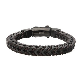 Men's Stainless Steel Leather Binding Chain Bracelet
