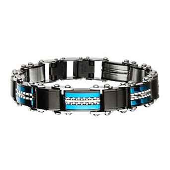 DANTE Men's Black & Blue Stainless Steel Steel Reversible Bracelet