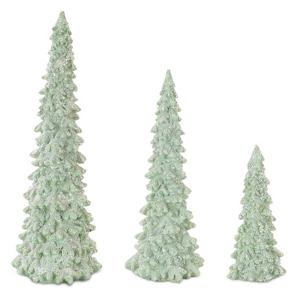 Frosted Artificial Christmas Tree Table Decor 3-piece Set
